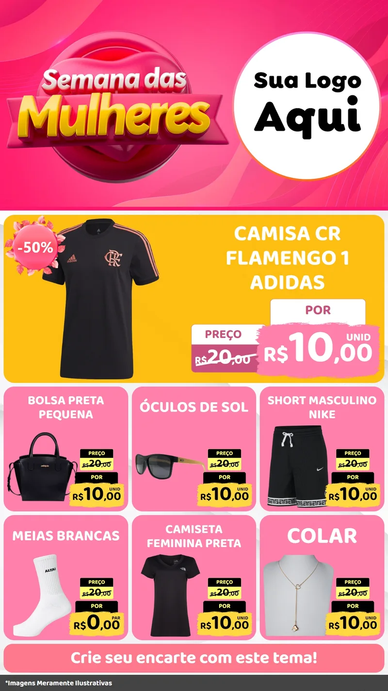 Modelo de Rede Social para Stories com o tema Semana das Mulheres para Roupas e acessórios