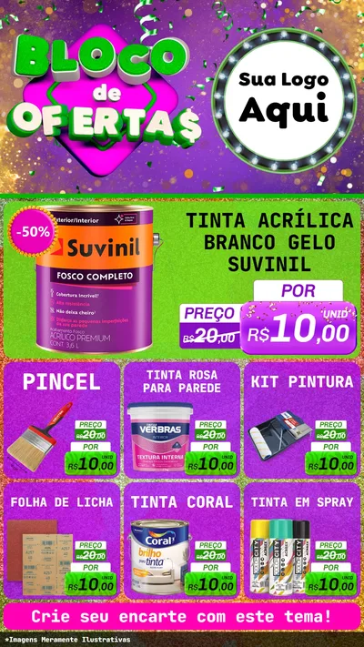 Modelo de Rede Social para Stories com o tema Bloco de Ofertas para Tintas e Ferramentas