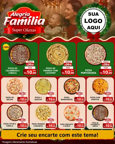 Modelo de Rede Social para Feed Instagram com o tema Alegria Em Família - Super Ofertas para Pizzaria