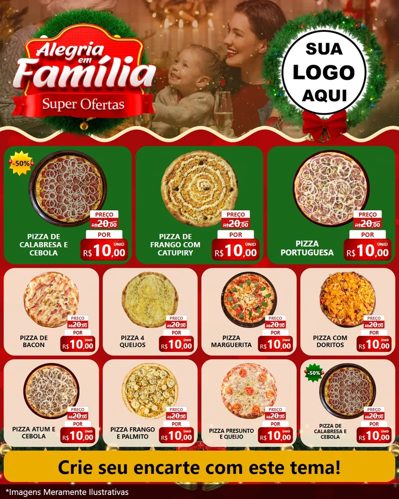 Modelo de Rede Social para Feed Instagram com o tema Alegria Em Família - Super Ofertas para Pizzaria