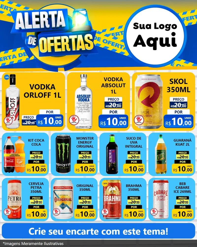 Modelo de Rede Social para Feed Instagram com o tema Alerta de Ofertas para Distribuidora de bebidas
