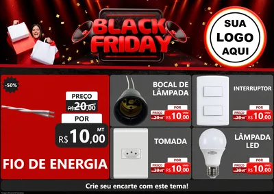 Modelo de Encarte para Encarte A4 Horizontal com o tema Black Friday para Materiais Elétricos