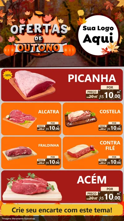 Modelo de TV para TV Vertical com o tema Ofertas de Outono para Açougue