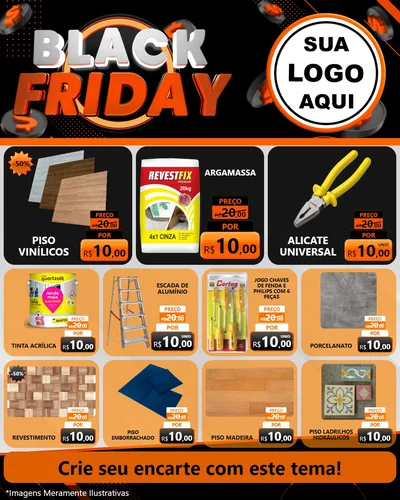 Modelo de Rede Social para Feed Instagram com o tema Black Friday para Material para Construção