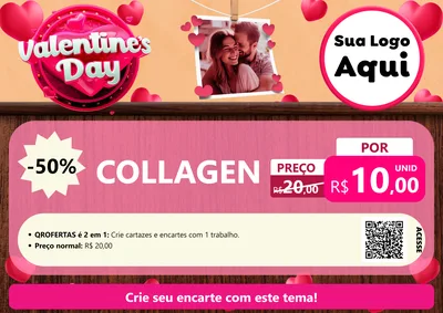 Modelo de Cartaz para Cartaz A4 Horizontal com o tema Valentine's Day para Suplementos alimentares