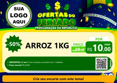 Modelo de Cartaz para Cartaz A4 Horizontal com o tema Ofertas do Feriado - Proclamação da República para Supermercado