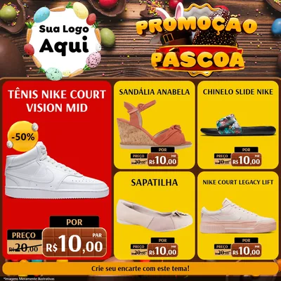 Modelo de Rede Social para Feed Facebook com o tema Promoção Páscoa para Calçados