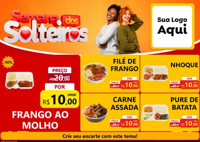 Modelo de Encarte para Encarte A4 Horizontal com o tema Semana dos Solteiros para Restaurante