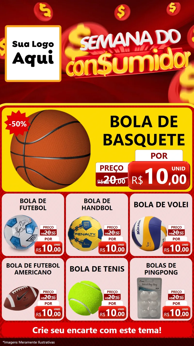 Modelo de Rede Social para Stories com o tema Semana do Consumidor para Artigos Esportivos