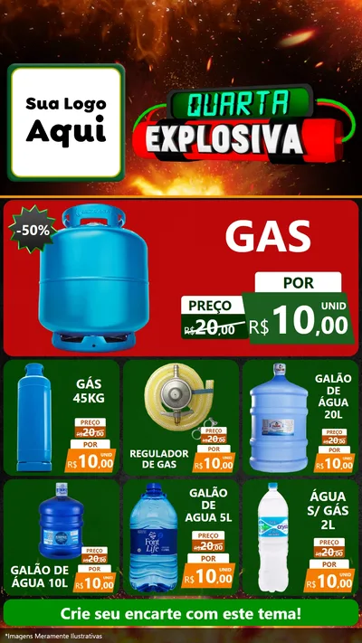 Modelo de Rede Social para Stories com o tema Quarta Explosiva para Água e gás