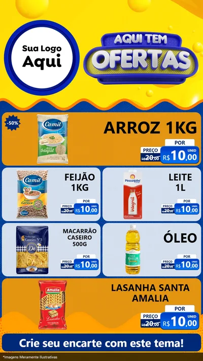 Modelo de TV para TV Vertical com o tema Aqui Tem Ofertas para Supermercado