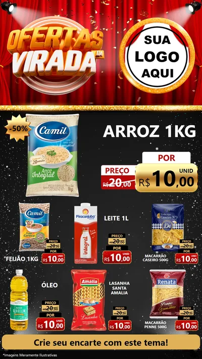 Modelo de Rede Social para Stories com o tema Ofertas da Virada para Supermercado