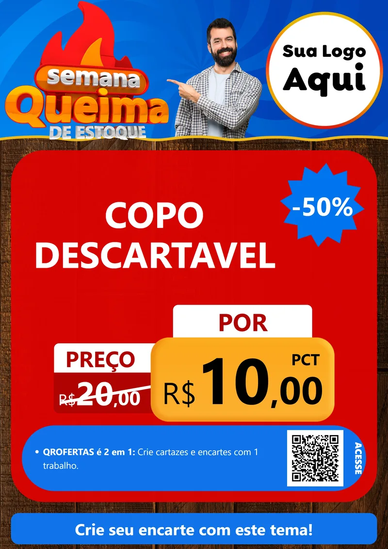 Modelo de Cartaz para Cartaz A4 Vertical com o tema Semana Queima de Estoque para Embalagens
