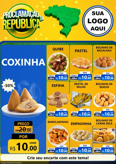 Modelo de Encarte para Encarte A4 Vertical com o tema Proclamação da República para Salgadaria