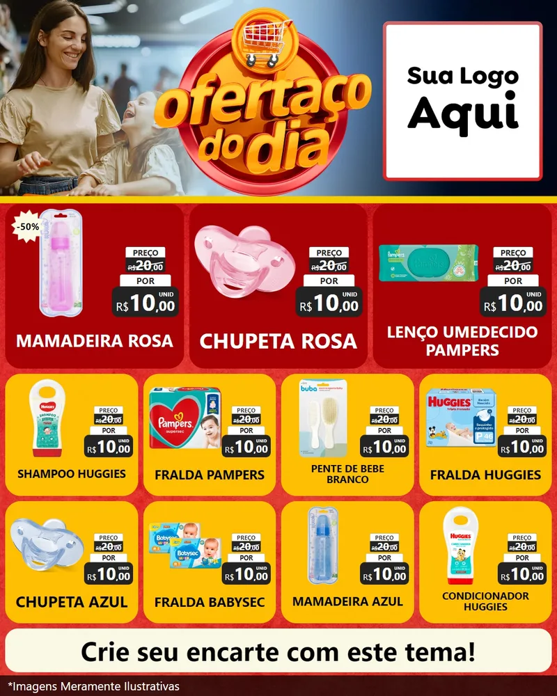 Modelo de Rede Social para Feed Instagram com o tema Ofertaço Do Dia para Bebês