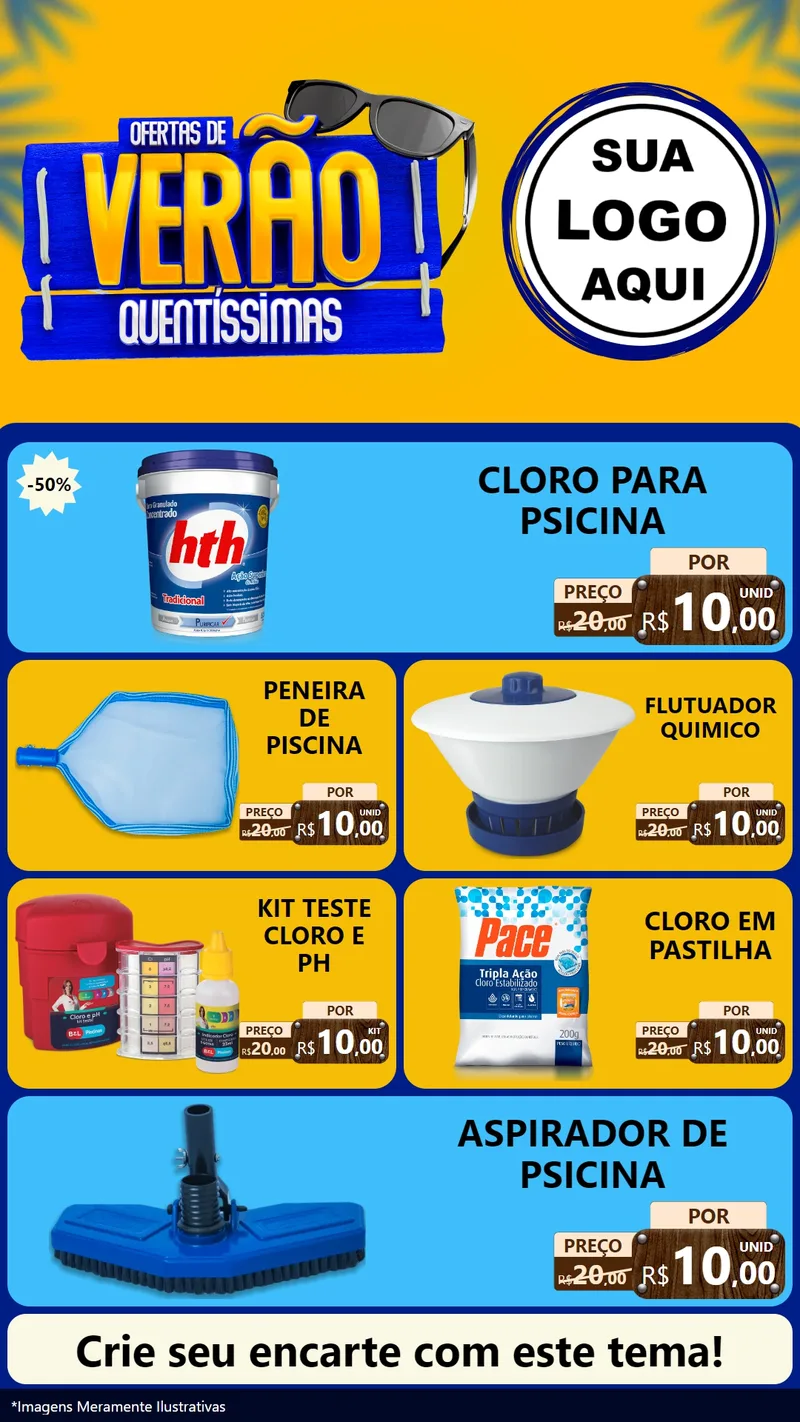 Modelo de TV para TV Vertical com o tema Ofertas de Verão Quentíssimas para Produtos para Piscina