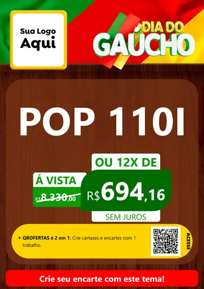 Modelo de Cartaz para Cartaz A4 Vertical com o tema Dia do Gaúcho para Concessionaria de Motos