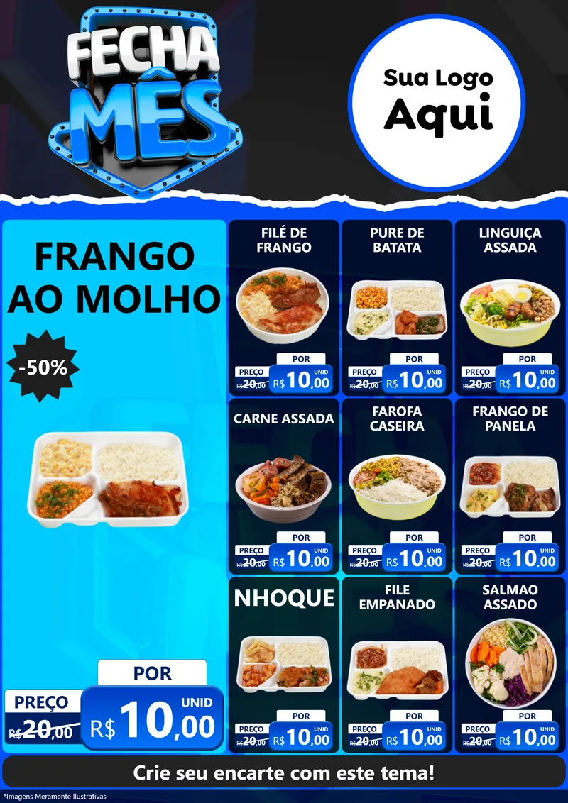 Modelo de Encarte para Encarte A4 Vertical com o tema Fecha Mês para Restaurante