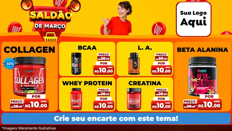 Modelo de TV para TV Horizontal com o tema Saldão de Março para Suplementos alimentares