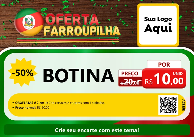 Modelo de Cartaz para Cartaz A4 Horizontal com o tema Oferta Farroupilha para Agropecuária