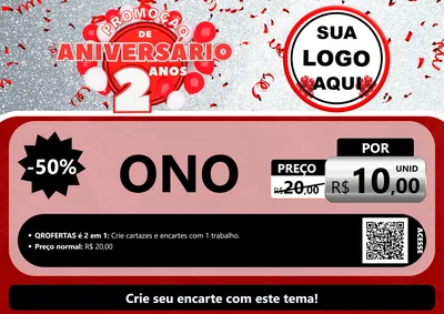 Modelo de Cartaz para Cartaz A4 Horizontal com o tema Promoção de Aniversário - 2 Anos para Óticas