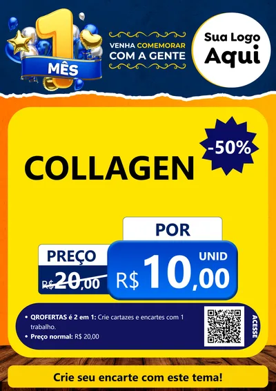 Modelo de Cartaz para Cartaz A4 Vertical com o tema Um Mês de Aniversário para Suplementos alimentares