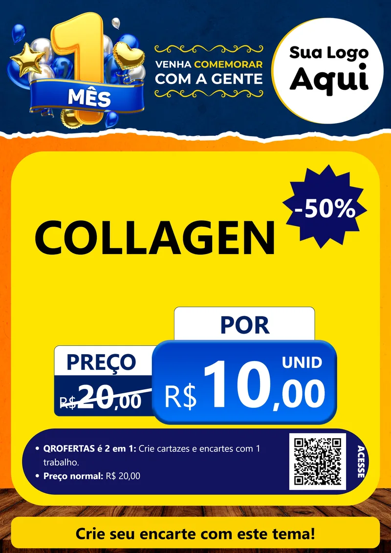 Modelo de Cartaz para Cartaz A4 Vertical com o tema Um Mês de Aniversário para Suplementos alimentares