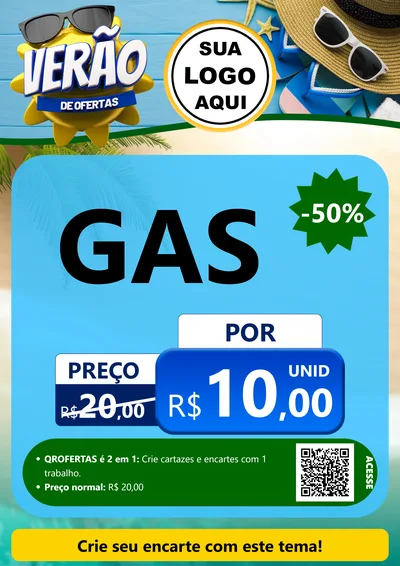 Modelo de Cartaz para Cartaz A4 Vertical com o tema Verão de Ofertas para Água e gás