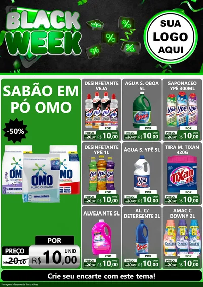 Modelo de Encarte para Encarte A4 Vertical com o tema Black Week para Produtos de Limpeza