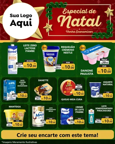Modelo de Rede Social para Feed Instagram com o tema Especial de Natal para Frios e Laticínios