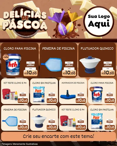 Modelo de Rede Social para Feed Instagram com o tema Delícias de Páscoa para Produtos para Piscina