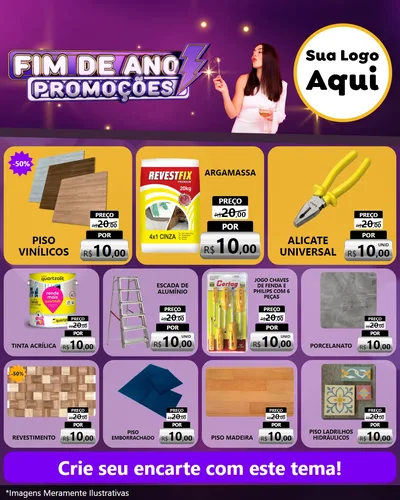 Modelo de Rede Social para Feed Instagram com o tema Fim de Ano Promoções para Material para Construção