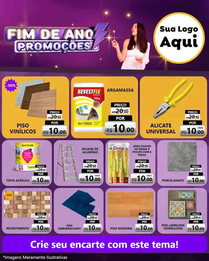 Modelo de Rede Social para Feed Instagram com o tema Fim de Ano Promoções para Material para Construção