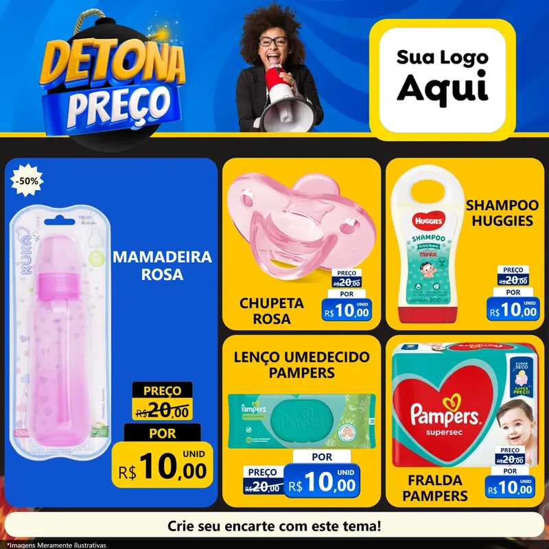 Modelo de Rede Social para Feed Facebook com o tema Detona Preços para Bebês