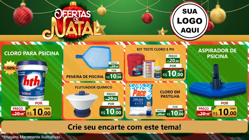 Modelo de TV para TV Horizontal com o tema Ofertas de Natal para Produtos para Piscina