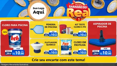 Modelo de TV para TV Horizontal com o tema Sabadão do Real para Produtos para Piscina