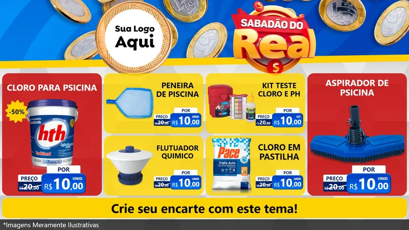 Modelo de TV para TV Horizontal com o tema Sabadão do Real para Produtos para Piscina