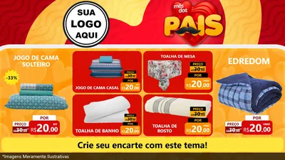 Modelo de TV para TV Horizontal com o tema Mês Dos Pais para Cama, Mesa e Banho