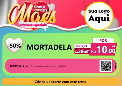 Modelo de Cartaz para Cartaz A4 Horizontal com o tema Show das Mães - Ofertas Especiais para Frios e Laticínios