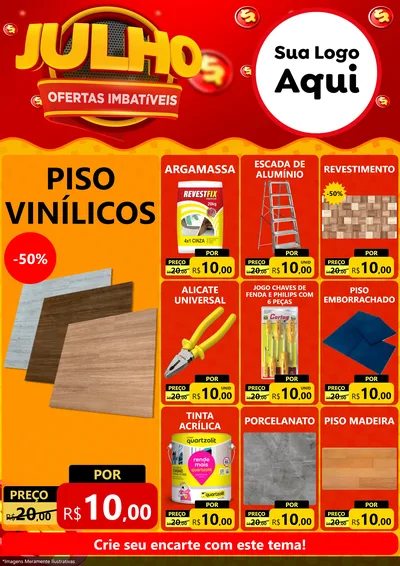 Modelo de Encarte para Encarte A4 Vertical com o tema Julho Ofertas Imbatíveis para Material para Construção