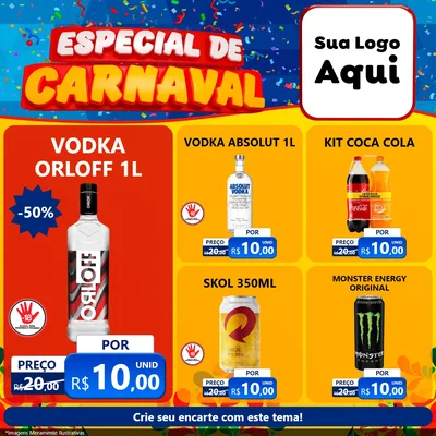 Modelo de Rede Social para Feed Facebook com o tema Especial de Carnaval para Distribuidora de bebidas
