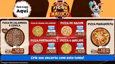 Modelo de TV para TV Horizontal com o tema O Coelho Ficou Maluco - Páscoa para Pizzaria
