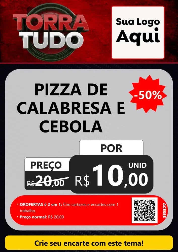 Modelo de Cartaz para Cartaz A4 Vertical com o tema Torra Tudo para Pizzaria
