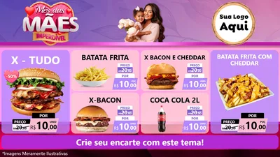 Modelo de TV para TV Horizontal com o tema Mês das Mães Imperdível para Hamburgueria