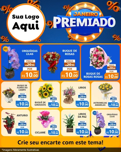 Modelo de Rede Social para Feed Instagram com o tema Janeiro Premiado para Floricultura e jardim