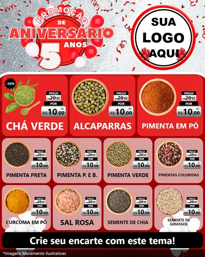 Modelo de Rede Social para Feed Instagram com o tema Promoção de Aniversário - 5 Anos para Produtos Naturais