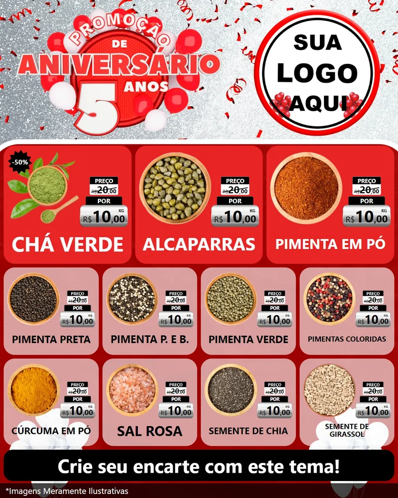 Modelo de Rede Social para Feed Instagram com o tema Promoção de Aniversário - 5 Anos para Produtos Naturais