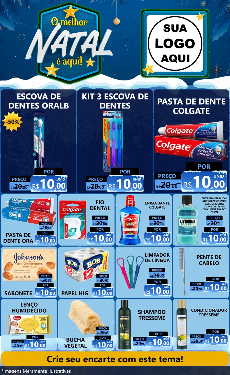 Modelo de Encarte para Encarte Grande com o tema O Melhor Natal É Aqui! para Higiene Pessoal
