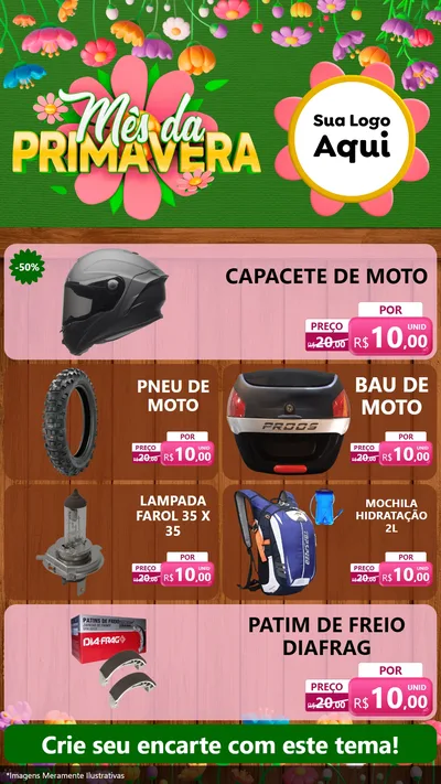 Modelo de TV para TV Vertical com o tema Mês da Primavera para Moto peças