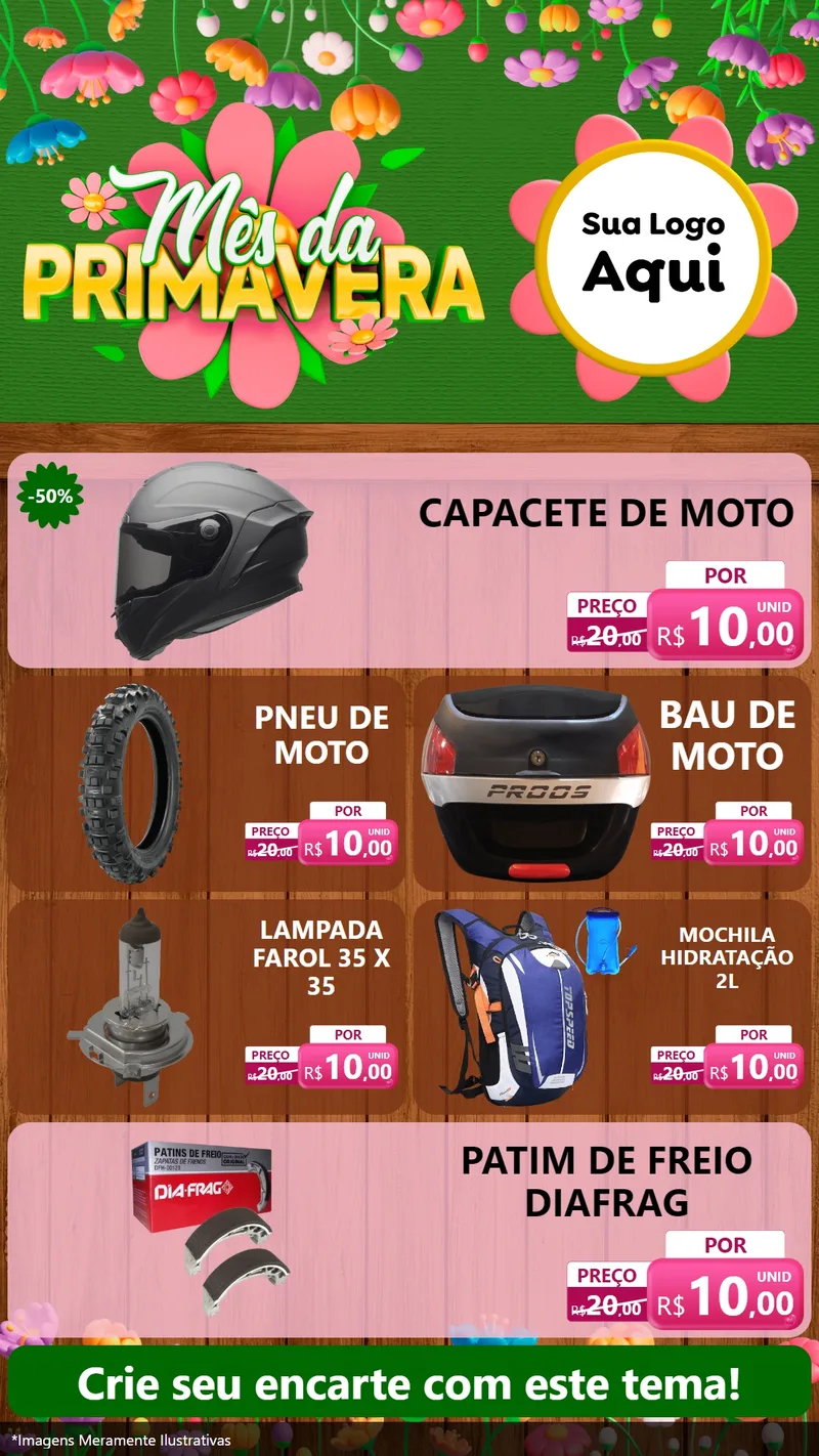 Modelo de TV para TV Vertical com o tema Mês da Primavera para Moto peças